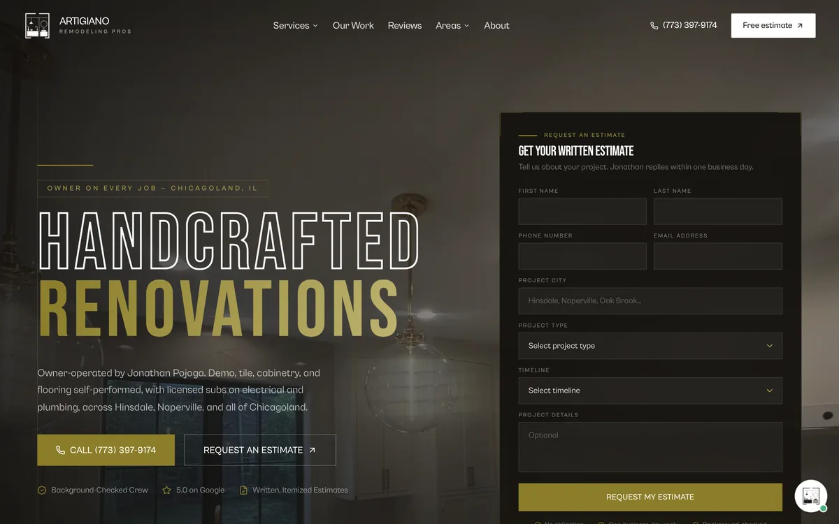 Artigiano Remodeling home page