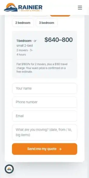A recording of the moving quote on the Rainier Delivery site